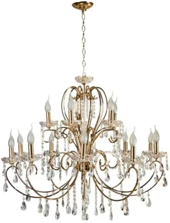 Oświetlenie Jadalni|Oświetlenie Salonu>Candellux Lighting Żyrandol kryształowy francuskie złoto 88cm 15xE14 AURORA