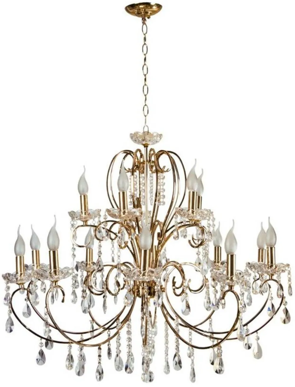 Oświetlenie Jadalni|Oświetlenie Salonu>Candellux Lighting Żyrandol kryształowy francuskie złoto 88cm 15xE14 AURORA