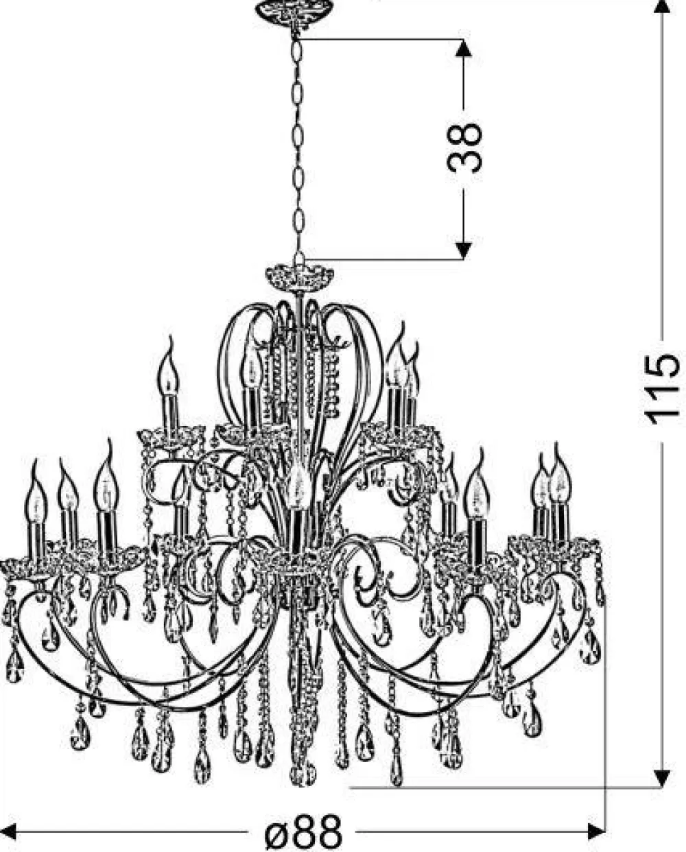 Oświetlenie Jadalni|Oświetlenie Salonu>Candellux Lighting Żyrandol kryształowy francuskie złoto 88cm 15xE14 AURORA