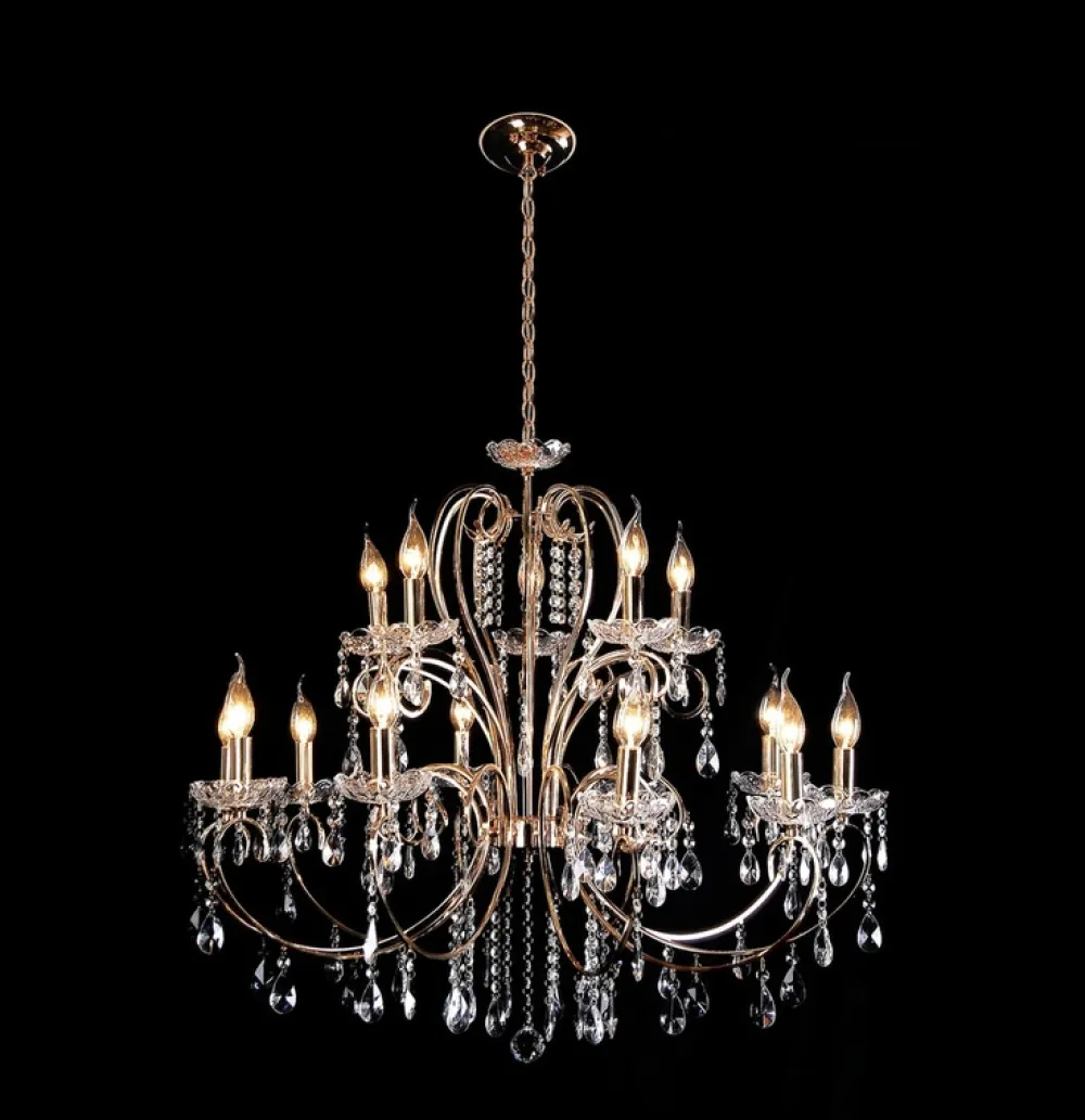 Oświetlenie Jadalni|Oświetlenie Salonu>Candellux Lighting Żyrandol kryształowy francuskie złoto 88cm 15xE14 AURORA