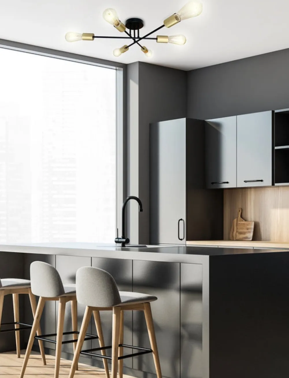 Oświetlenie Jadalni|Oświetlenie Kuchni>Candellux Lighting Żyrandol lampa sufitowa Crespilo czarno-złota 6xE27