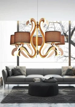 Oświetlenie Salonu|Oświetlenie Jadalni>Candellux Lighting Żyrandol 5xE14 + LED 43W miedz Ambrosia