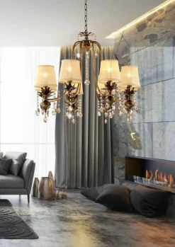 Oświetlenie Salonu|Żyrandole>Candellux Lighting Żyrandol z kryształkami 8xE14 74cm Adonis