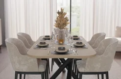 Krzesła|Stoły></noscript>Lempert Zaokrąglony nowoczesny stół do jadalni 185x90 cm OPALIO dąb lindberg