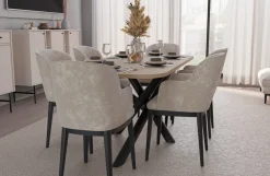 Krzesła|Stoły></noscript>Lempert Zaokrąglony nowoczesny stół do jadalni 185x90 cm OPALIO dąb lindberg