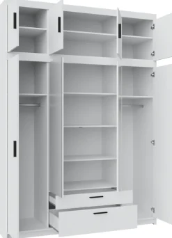Garderoby|Zestawy Mebli Do Przedpokoju></noscript>Lempert Zestaw ch szaf modułowych z nadstawkami do sypialni KUBA biały