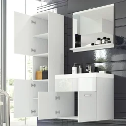 Meble Łazienkowe>BRATEX Zestaw białych wiszących mebli łazienkowych REAL