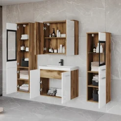 Meble Łazienkowe>BRATEX Zestaw mebli do łazienki biały połysk USEDOM XL