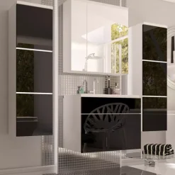Meble Łazienkowe>Lempert Zestaw mebli do łazienki PARIS czarny połysk