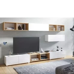 Zestawy Mebli Młodzieżowych|Meblościanki>GiB Meble Zestaw mebli do salonu biały połysk dąb złoty MODERN 26