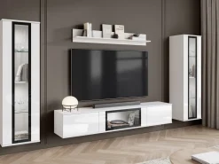 Meblościanki>BRATEX Zestaw mebli do salonu biały połysk CAVIO