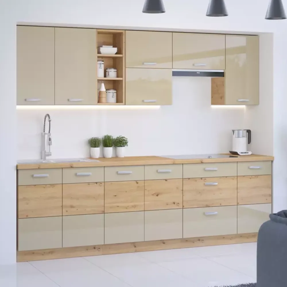 Meble Kuchenne>Lempert Zestaw mebli kuchennych Dąb artisan/Cappucino AGATA 2