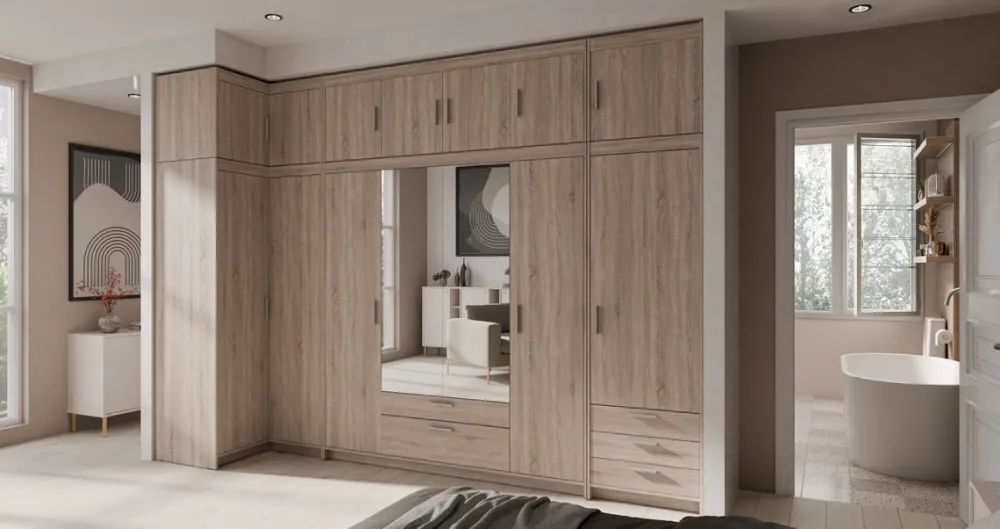 Garderoby|Zestawy Mebli Do Przedpokoju>Lempert Zestaw mebli modułowych z nadstawkami do sypialni KUBA dąb sonoma