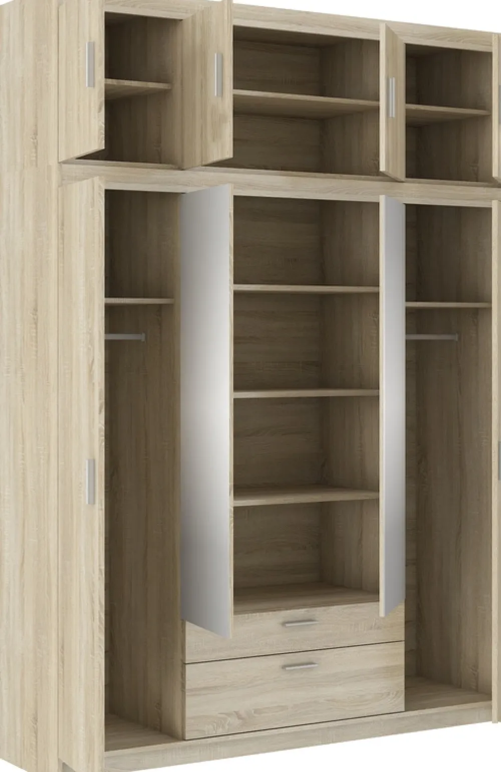 Garderoby|Zestawy Mebli Do Przedpokoju>Lempert Zestaw mebli modułowych z nadstawkami do sypialni KUBA dąb sonoma