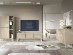 Zestawy Mebli Do Salonu>PIASKI Zestaw mebli w stylu boho do salonu FLOW jodełka scandi/beż piaskowy