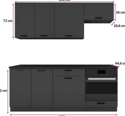Meble Kuchenne>Stolkar Zestaw nowoczesnych mebli kuchennych 200 cm ANIKA grafit
