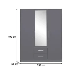 Meble Dla Dzieci|Meble Młodzieżowe></noscript>MEBLAR Zestaw nowoczesnych szaf do sypialni SEVAS antracyt