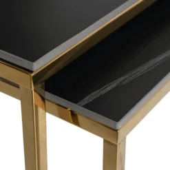 Ławy I Stoliki></noscript>MEBEL ELITE Zestaw stolików kawowych do salonu czarny marmur złoty TULIO