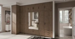 Garderoby|Zestawy Mebli Do Przedpokoju>Lempert Zestaw szaf modułowych z nadstawkami do sypialni KUBA dąb lefkas