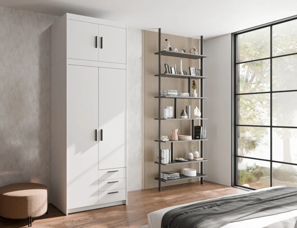 Zestawy Mebli Do Przedpokoju|Szafy Modułowe>Lempert Zestaw szafa z nadstawką do garderoby z szufladami KUBA biały