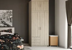 Zestawy Mebli Do Przedpokoju|Szafy Modułowe></noscript>Lempert Zestaw szafa z nadstawką do garderoby z szufladami KUBA dąb sonoma