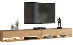 Zestawy Mebli Do Salonu|Szafki Rtv>BROMARKT Zestaw szafek RTV dąb złoty 280 cm PREMIUM QUAD dąb craft złoty