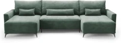 Narożniki>BROMARKT Zielona kanapa narożna z funkcją spania do salonu rozkładana sztruksowa LORENZO U