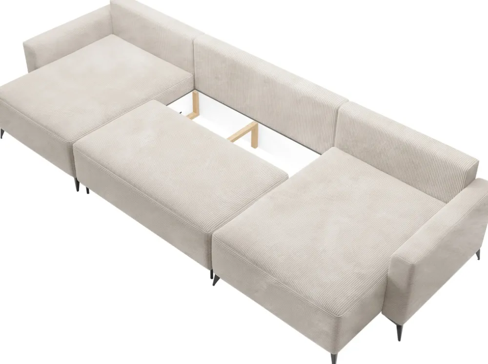 Narożniki>BROMARKT Zielona kanapa narożna z funkcją spania do salonu rozkładana sztruksowa LORENZO U