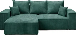 Meble Dla Dzieci|Narożniki>BROMARKT Zielona rozkładana kanapa narożna z funkcją spania do salonu ELDON
