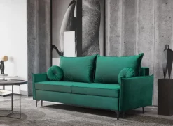 Meble Dla Dzieci|Kanapy I Sofy></noscript>UNISTYL MEBLE Zielona sofa z funkcją spania do salonu na nóżkach LIVO