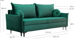 Meble Dla Dzieci|Kanapy I Sofy></noscript>UNISTYL MEBLE Zielona sofa z funkcją spania do salonu na nóżkach LIVO