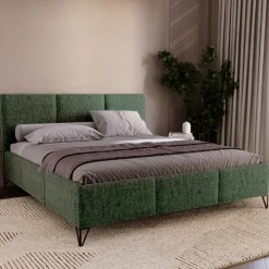 Łóżka Małżeńskie|Łóżka Na Nóżkach>UNISTYL MEBLE Zielone łóżko kontynentalne LORIO 160x200 cm z pojemnikiem na pościel