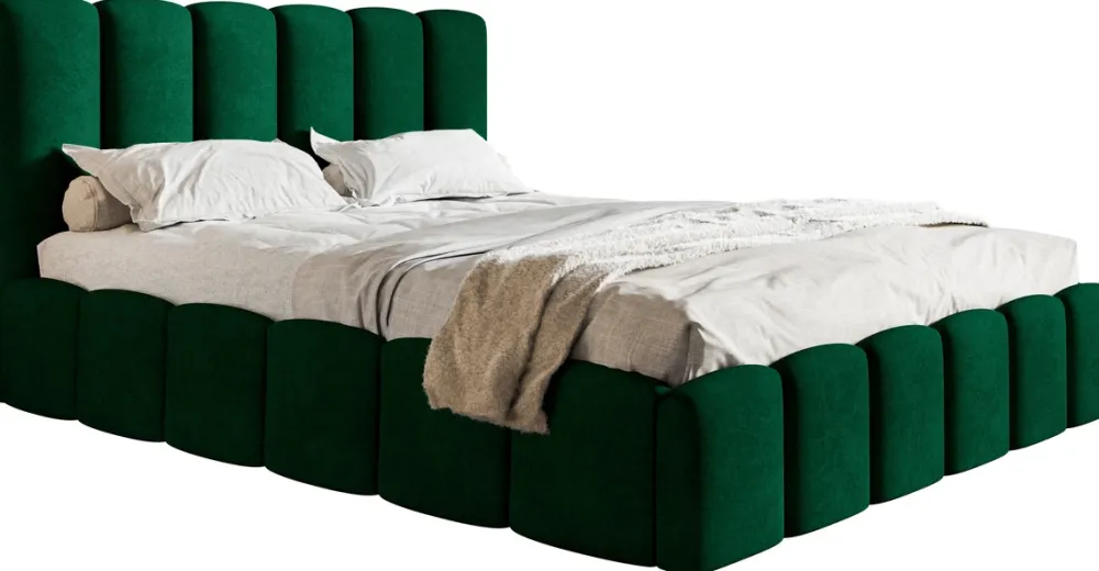 Łóżka Małżeńskie|Łóżka Ze Stelażem>Riban Zielone łóżko tapicerowane 180x200 cm z pojemnikiem do sypialni małżeńskie SALERNO