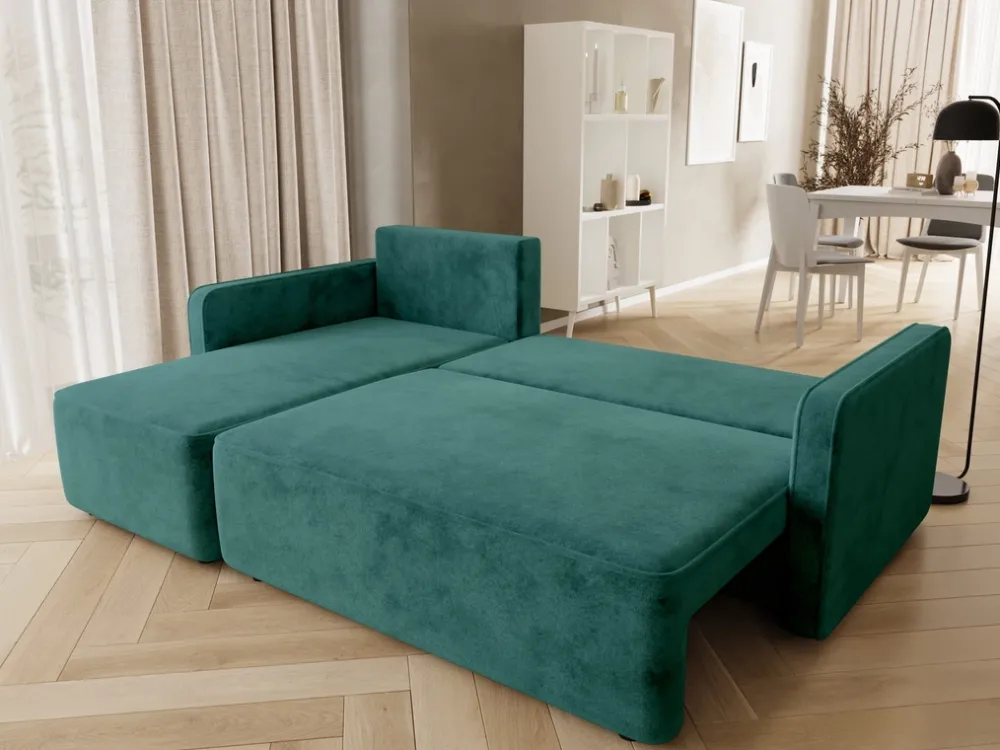 Meble Dla Dzieci|Meble Młodzieżowe>BROMARKT Zielony narożnik do salonu z funkcją spania i pojemnikiem QULIO