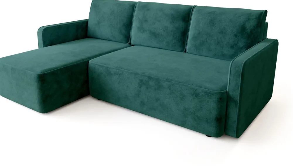 Meble Dla Dzieci|Meble Młodzieżowe>BROMARKT Zielony narożnik do salonu z funkcją spania i pojemnikiem QULIO