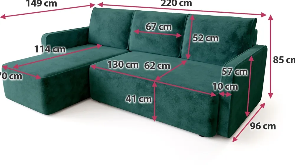 Meble Dla Dzieci|Meble Młodzieżowe>BROMARKT Zielony narożnik do salonu z funkcją spania i pojemnikiem QULIO