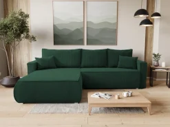 Meble Dla Dzieci|Meble Młodzieżowe>BROMARKT Zielony narożnik sztruksowy z funkcją spania do salonu HAVANA