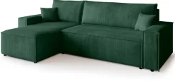 Meble Dla Dzieci|Meble Młodzieżowe></noscript>BROMARKT Zielony narożnik sztruksowy z pojemnikiem na pościel ADI