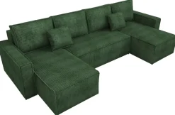Narożniki>IZABELLA MEBLE Zielony narożnik w kształcie u z funkcją spania DEXTER U