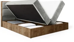 Łóżka Ze Stelażem|Łóżka Z Zagłówkiem>BROMARKT Łózko kontynentalne do sypialni z pojemnikiem 160x200 cm LOFT dąb lefkas