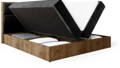 Łóżka Małżeńskie|Łóżka Ze Stelażem>BROMARKT Łózko kontynentalne do sypialni z pojemnikiem do sypialni 180x200 cm LOFT dąb lefkas
