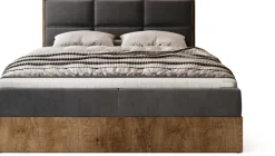 Łóżka Małżeńskie|Łóżka Ze Stelażem></noscript>BROMARKT Łózko kontynentalne 180x200 cm do sypialni z pojemnikiem LOFT dąb lefkas