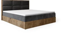 Łóżka Małżeńskie|Łóżka Ze Stelażem></noscript>BROMARKT Łózko kontynentalne 180x200 cm do sypialni z pojemnikiem LOFT dąb lefkas