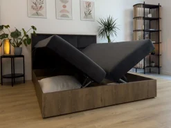 Łóżka Małżeńskie|Łóżka Ze Stelażem></noscript>BROMARKT Łózko kontynentalne 180x200 cm do sypialni z pojemnikiem LOFT dąb lefkas