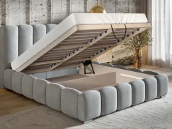 Meble Dla Dzieci|Łóżka Młodzieżowe>Riban Łózko tapicerowane z pojemnikiem na pościel 120x200 cm MEOW