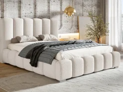 Meble Młodzieżowe|Łóżka Młodzieżowe></noscript>Riban Łózko tapicerowane z pojemnikiem do sypialni 140x200 cm MEOW